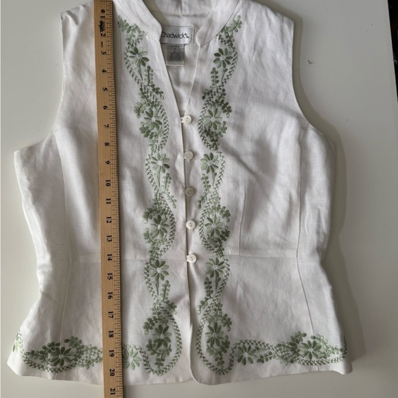 NWOT Chadwick’s Linen Sleeveless button up embroidered blouse Women’s size 6 - Picture 6 of 9